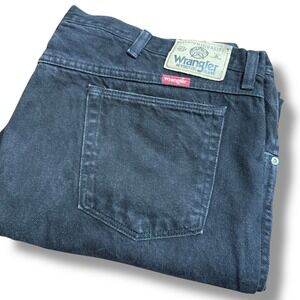 Wrangler Vintage Men's Black Denim Jeans 46x30 Straight Leg Casual  Workwear USA